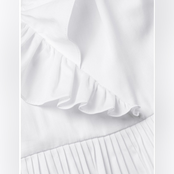 NWOT Kate Spade Poplin Ruffle V Neck Sleeveless Tiered Midi Dress White Size 12 - Picture 4 of 7